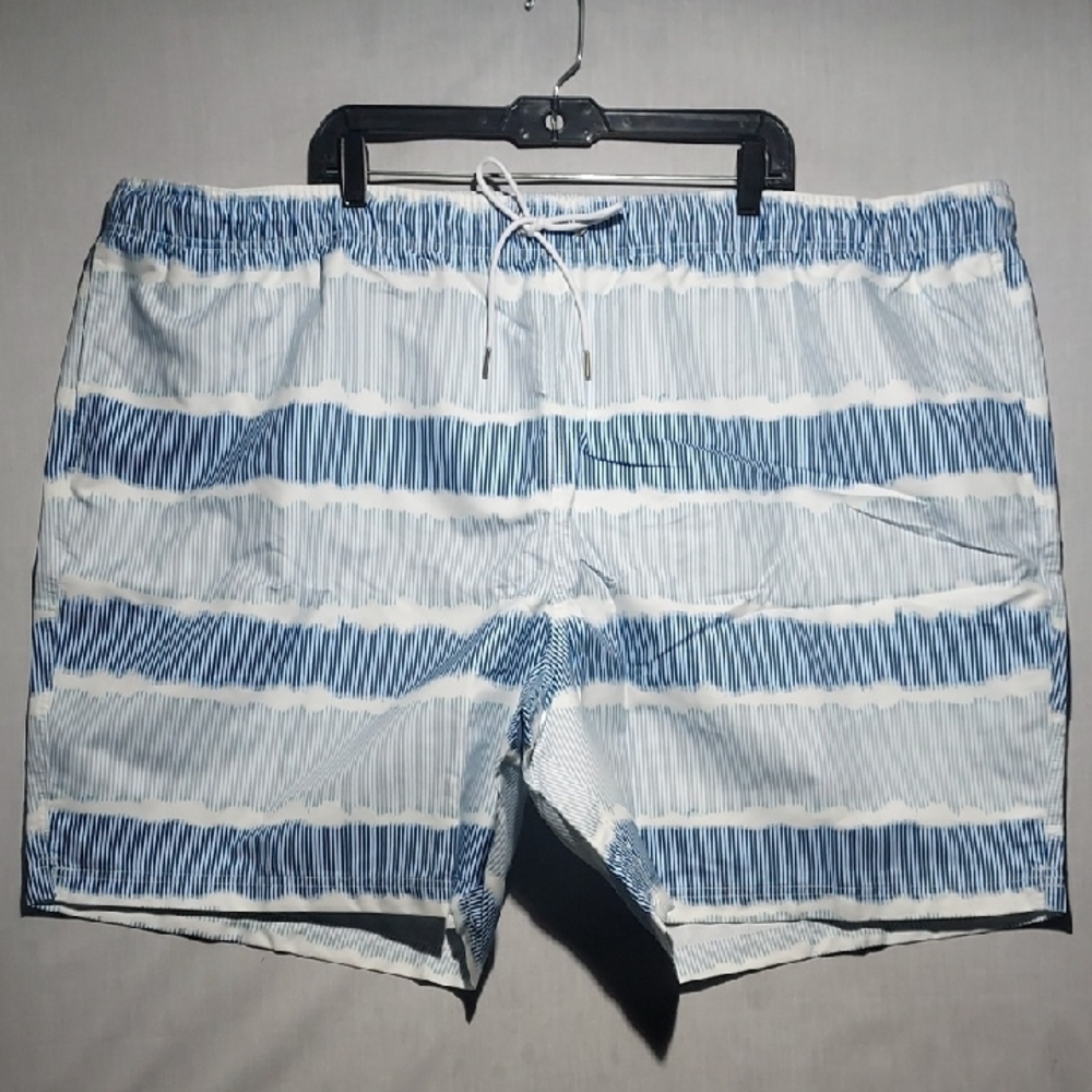 NEW Lands End Striped Drawstring Lined Mens Swim Trunks Size 4XLT - Picture 1 of 5